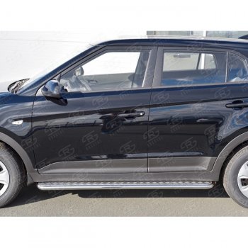 22 999 р. Широкая защита порогов с трубой d42 мм SLITKOFF v2  Hyundai Creta  GS (2015-2021) дорестайлинг, рестайлинг  с доставкой в г. Керчь. Увеличить фотографию 2