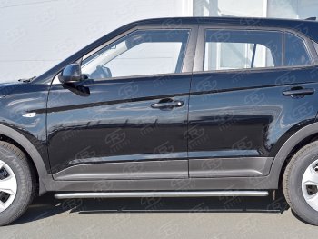 16 549 р. Защита порогов из круглой трубы d42 мм SLITKOFF v3  Hyundai Creta  GS (2015-2021) дорестайлинг, рестайлинг  с доставкой в г. Керчь. Увеличить фотографию 2