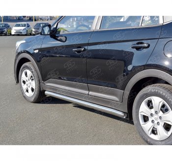 19 549 р. Защита порогов из круглой трубы диаметром 63 мм SLITKOFF v3  Hyundai Creta  GS (2015-2021) дорестайлинг, рестайлинг  с доставкой в г. Керчь. Увеличить фотографию 2
