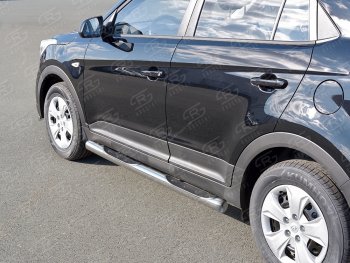 11 249 р. Защита порогов с пластиковыми вставками для ног SLITKOFF  Hyundai Creta  GS (2015-2021) дорестайлинг, рестайлинг  с доставкой в г. Керчь. Увеличить фотографию 2