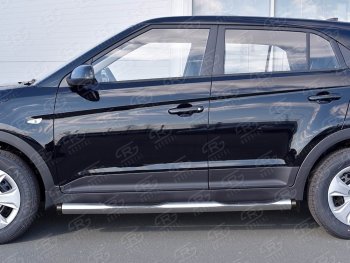11 249 р. Защита порогов с пластиковыми вставками для ног SLITKOFF  Hyundai Creta  GS (2015-2021) дорестайлинг, рестайлинг  с доставкой в г. Керчь. Увеличить фотографию 4