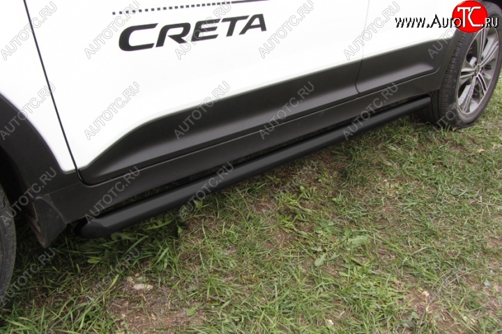 10 649 р. Защита порогов из труб d57 Slitkoff Hyundai Creta GS дорестайлинг (2015-2019) (Цвет: серебристый)  с доставкой в г. Керчь