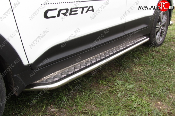 15 899 р. Широкая защита порогов Slitkoff  Hyundai Creta  GS (2015-2021) дорестайлинг, рестайлинг  с доставкой в г. Керчь