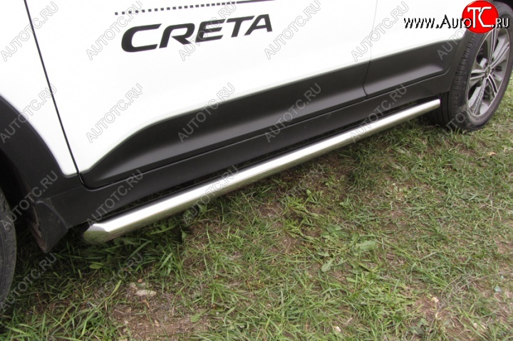 14 999 р. Защита порогов из круглой трубы диаметром 57 мм Slitkoff  Hyundai Creta  GS (2015-2021) дорестайлинг, рестайлинг (Нержавейка, Полированная)  с доставкой в г. Керчь