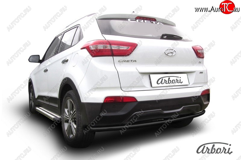 5 399 р. Защита заднего бампера Arbori (черная, 1 труба d42 mm). Hyundai Creta GS дорестайлинг (2015-2019)  с доставкой в г. Керчь