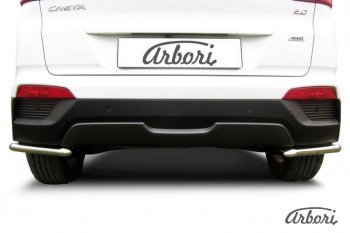 3 689 р. Защита заднего бампера Arbori (уголки, нержавейка, 1 труба d42 mm). Hyundai Creta GS дорестайлинг (2015-2019)  с доставкой в г. Керчь. Увеличить фотографию 2