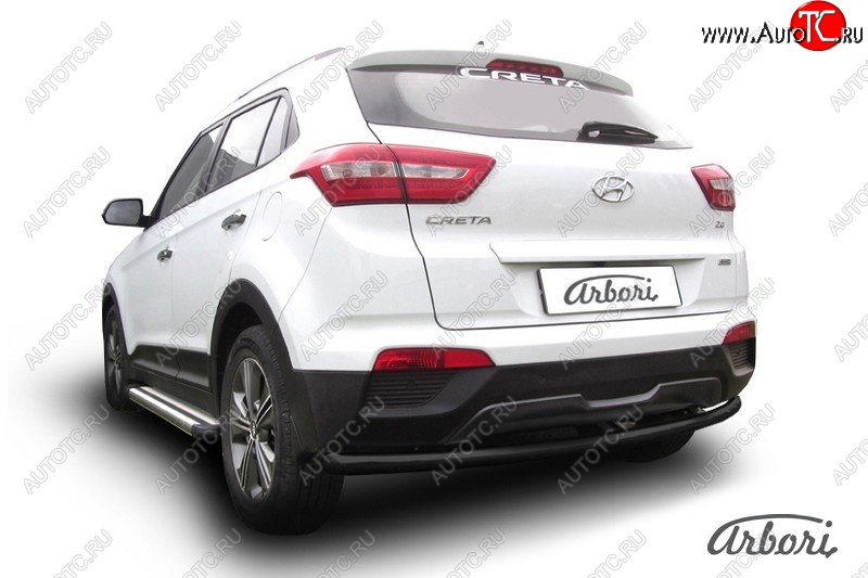 7 469 р. Защита заднего бампера Arbori (черная, 1 труба d57 mm). Hyundai Creta GS дорестайлинг (2015-2019)  с доставкой в г. Керчь