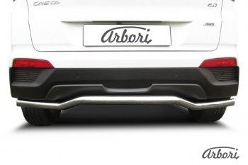 5 199 р. Защита заднего бампера Arbori (скоба, нержавейка, 1 труба d57 mm). Hyundai Creta GS дорестайлинг (2015-2019)  с доставкой в г. Керчь. Увеличить фотографию 2