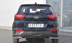 Защита заднего бампера (Ø42 мм уголки, нержавейка) SLITKOFF Hyundai Creta  GS (2015-2021) дорестайлинг, рестайлинг