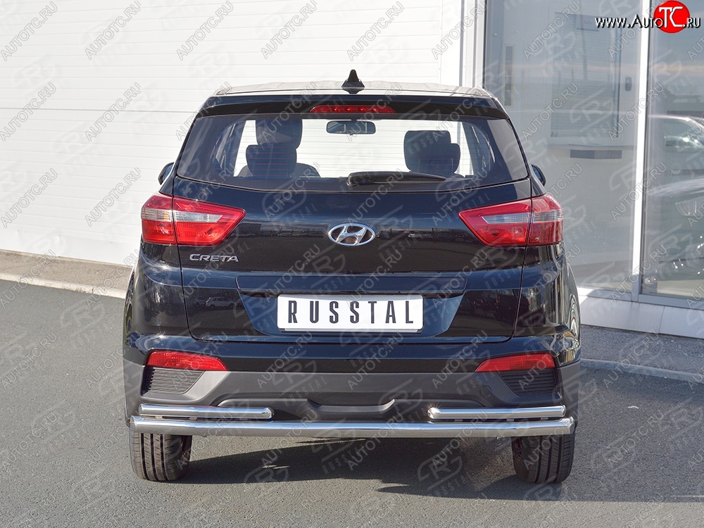 16 699 р. Защита заднего бампера (2 трубы Ø63 и 42 мм, нержавейка) SLITKOFF  Hyundai Creta  GS (2015-2021) дорестайлинг, рестайлинг  с доставкой в г. Керчь