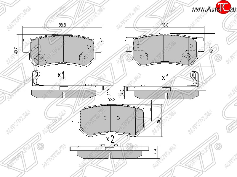 869 р. Колодки тормозные SAT (задние)  Hyundai Elantra  XD - Sonata ( Y3,  NF)  с доставкой в г. Керчь