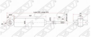 Амортизатор передний SAT (LH=RH) Hyundai Galloper (1998-2003), Mitsubishi Fuso Canter (2000-2007), Mitsubishi L-300 (2007-2013), Mitsubishi Pajero  1 L040 (1982-1991)