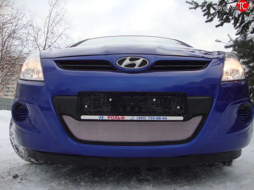 1 539 р. Сетка на бампер Russtal (хром) Hyundai i20 PB хэтчбэк дорестайлинг (2008-2012)  с доставкой в г. Керчь