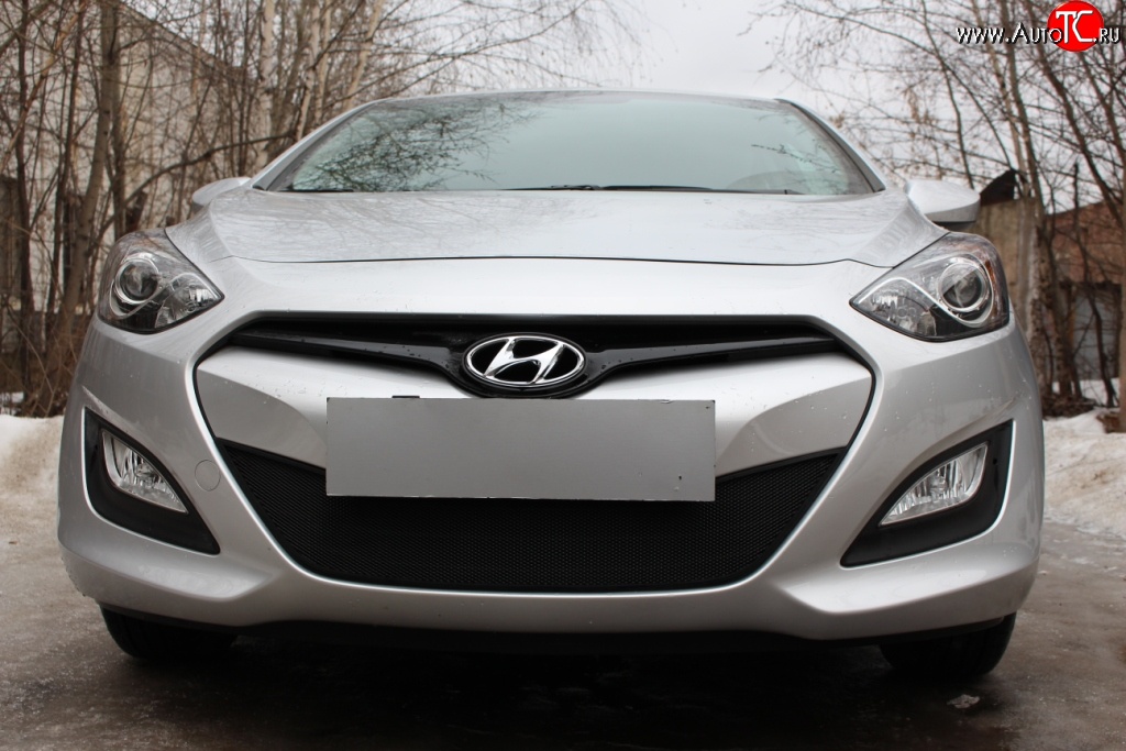 1 839 р. Сетка на бампер Russtal (черная) Hyundai I30 2 GD дорестайлинг, хэтчбэк 5 дв. (2011-2015)  с доставкой в г. Керчь