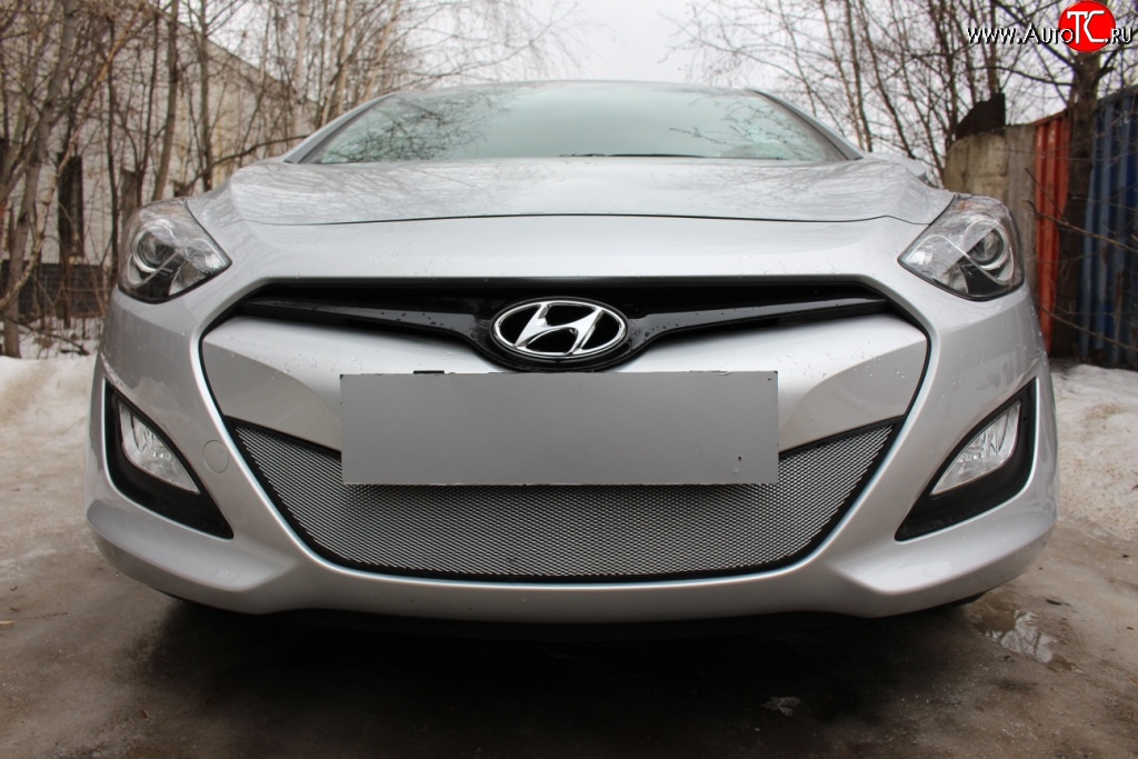 1 539 р. Сетка на бампер Russtal (хром) Hyundai I30 2 GD дорестайлинг универсал (2011-2015)  с доставкой в г. Керчь