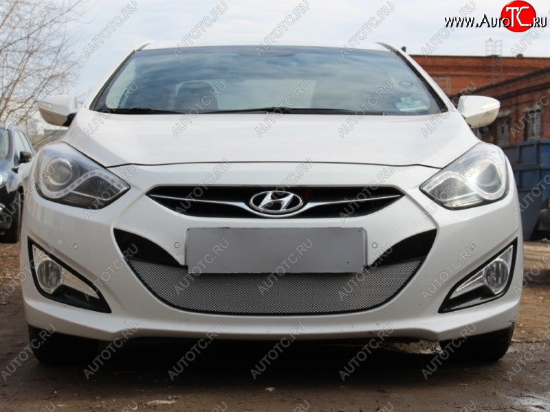 1 539 р. Защитная сетка на бампер Russtal (хром) Hyundai I40 1 VF рестайлинг седан (2015-2019)  с доставкой в г. Керчь