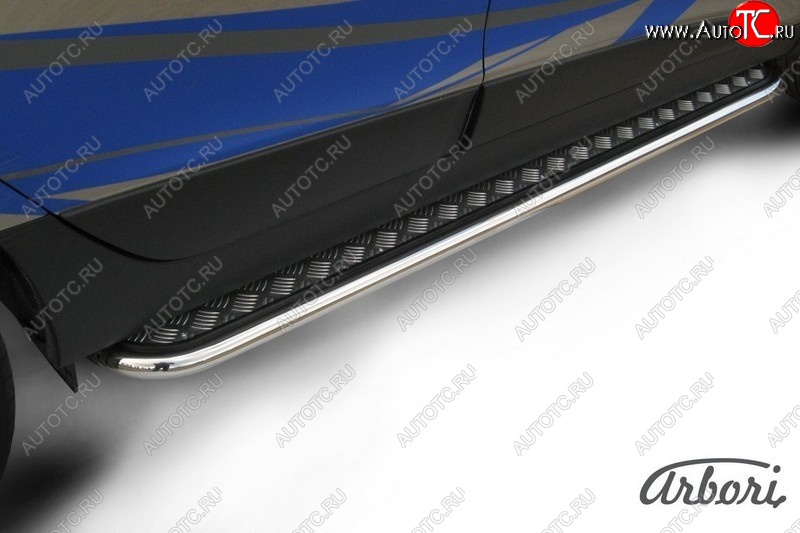 15 299 р. Защита штатных порогов с листом Arbori (нержавейка, алюминий, d57) Hyundai IX35 LM рестайлинг (2013-2018)  с доставкой в г. Керчь