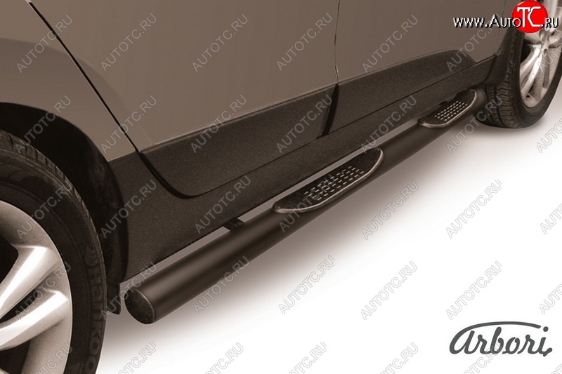 8 099 р. Защита штатных порогов Arbori (с проступью, черная, d76 mm). Hyundai IX35 LM рестайлинг (2013-2018)  с доставкой в г. Керчь