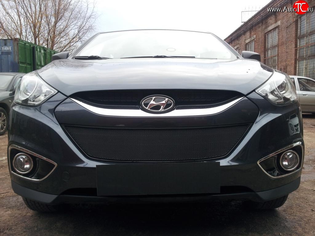 2 089 р. Сетка на бампер Russtal (черная) Hyundai IX35 LM дорестайлинг (2009-2013)  с доставкой в г. Керчь