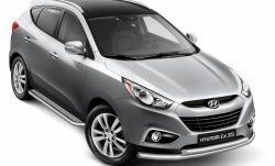11 899 р. Двойная защита переднего бампера из труб диаметром 63 и 51 мм Petroil Tuning  Hyundai IX35  LM (2009-2018) дорестайлинг, рестайлинг (Нержавеющая полированная сталь)  с доставкой в г. Керчь. Увеличить фотографию 2