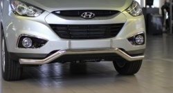 11 849 р. Фигурная защита переднего бампера диаметром 63 мм Petroil Tuning Hyundai IX35 LM рестайлинг (2013-2018) (Нержавеющая полированная сталь)  с доставкой в г. Керчь. Увеличить фотографию 2
