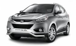 11 849 р. Фигурная защита переднего бампера диаметром 63 мм Petroil Tuning Hyundai IX35 LM рестайлинг (2013-2018) (Нержавеющая полированная сталь)  с доставкой в г. Керчь. Увеличить фотографию 3