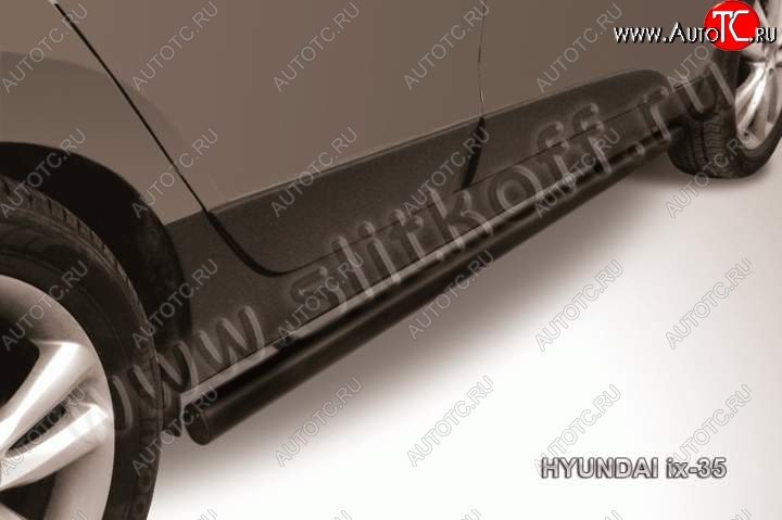 9 999 р. Защита порогов из трубы d57 Slitkoff  Hyundai IX35  LM (2009-2018) дорестайлинг, рестайлинг (Цвет: серебристый)  с доставкой в г. Керчь