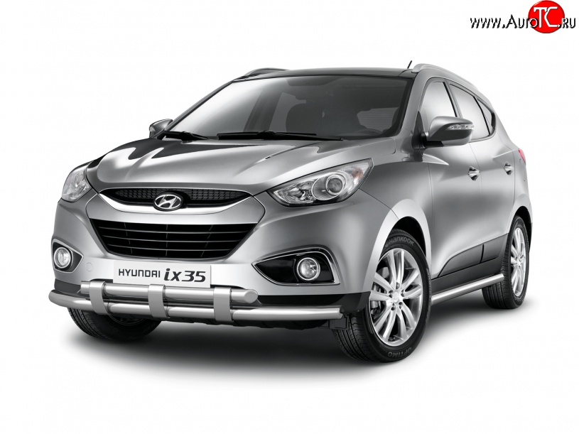 8 599 р. Защита порогов из круглой трубы диаметром 63 мм Petroil Tuning Hyundai IX35 LM рестайлинг (2013-2018) (Нержавеющая полированная сталь)  с доставкой в г. Керчь