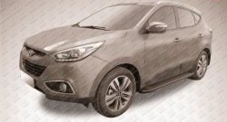 13 349 р. Алюминиевые пороги Slitkoff Optima Black  Hyundai IX35  LM (2009-2018) дорестайлинг, рестайлинг  с доставкой в г. Керчь. Увеличить фотографию 2