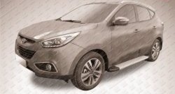 13 349 р. Алюминиевые пороги Slitkoff Optima Silver Hyundai IX35 LM дорестайлинг (2009-2013)  с доставкой в г. Керчь. Увеличить фотографию 2