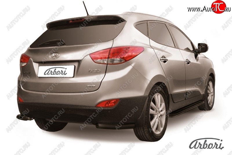 5 399 р. Защита заднего бампера Arbori (уголки, черная, 1 труба d57 mm). Hyundai IX35 LM рестайлинг (2013-2018)  с доставкой в г. Керчь