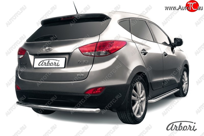 8 189 р. Защита заднего бампера Arbori (нержавейка, 1 труба d57 mm). Hyundai IX35 LM рестайлинг (2013-2018)  с доставкой в г. Керчь