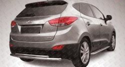 Двойная защита заднего бампера (d57 и 42 мм) Slitkoff Hyundai IX35  LM (2009-2018) дорестайлинг, рестайлинг (нержавейка полированная)