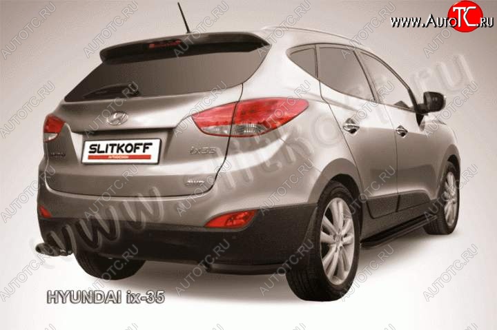 5 799 р. Защита заднего бампера из уголков d57 Slitkoff Hyundai IX35 LM рестайлинг (2013-2018) (Цвет: серебристый)  с доставкой в г. Керчь
