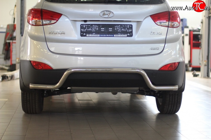 6 899 р. Защита заднего бампера из трубы диаметром 51 мм Petroil Tuning Hyundai IX35 LM рестайлинг (2013-2018) (Нержавеющая полированная сталь)  с доставкой в г. Керчь