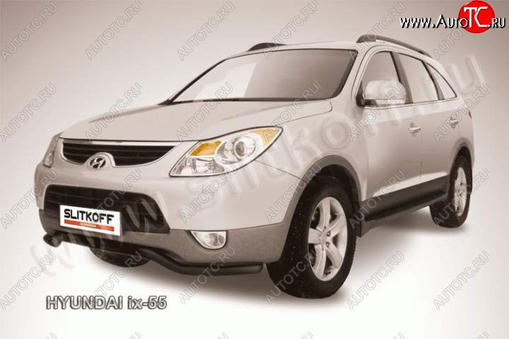 9 599 р. Защита переднего бампера из трубы d57 Slitkoff (волна)  Hyundai IX55  EN (2006-2013) (Цвет: серебристый)  с доставкой в г. Керчь