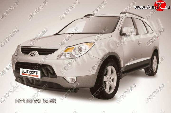 8 749 р. Защита переднего бампера из трубы d57 Slitkoff (дуга)  Hyundai IX55  EN (2006-2013) (Цвет: серебристый)  с доставкой в г. Керчь