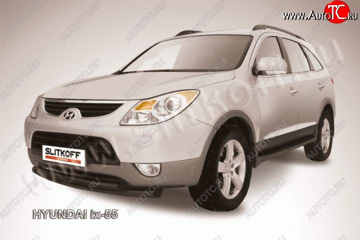 9 599 р. Защита переднего бампера из труб d57 Slitkoff (двойная)  Hyundai IX55  EN (2006-2013) (Цвет: серебристый)  с доставкой в г. Керчь