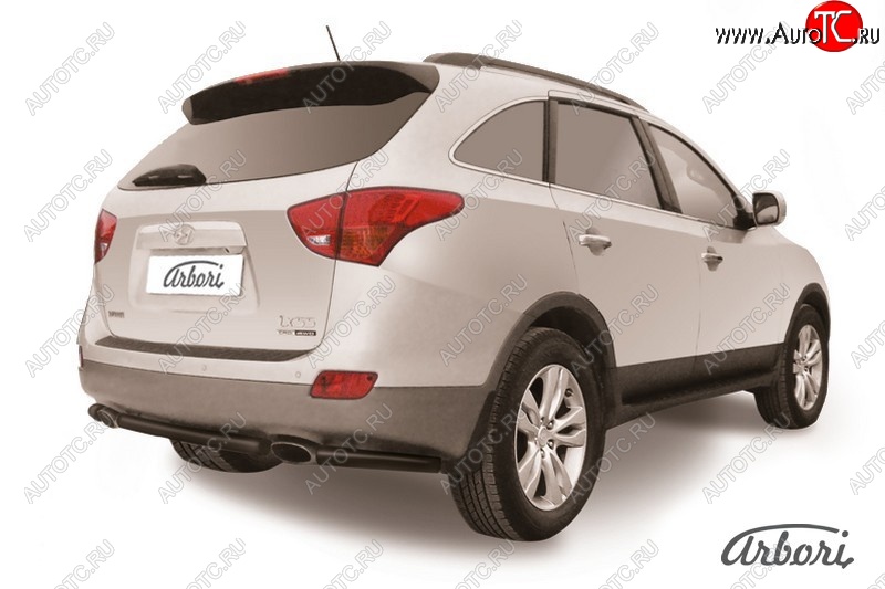 5 399 р. Защита заднего бампера Arbori (короткая, черная, 1 труба d57 mm). Hyundai IX55 EN (2006-2013)  с доставкой в г. Керчь