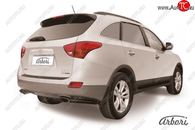 5 399 р. Защита заднего бампера Arbori (уголки, черная, 1 труба d57 mm). Hyundai IX55 EN (2006-2013)  с доставкой в г. Керчь
