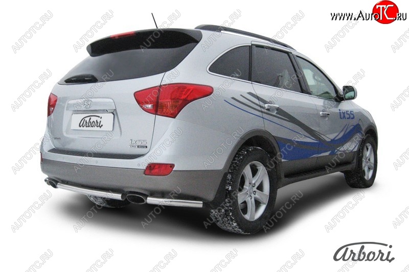 6 749 р. Защита заднего бампера Arbori (короткая, нержавейка, 1 труба d57 mm). Hyundai IX55 EN (2006-2013)  с доставкой в г. Керчь