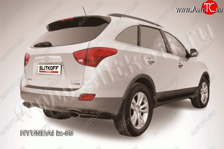 4 949 р. Защита заднего бампера из уголков d57 Slitkoff  Hyundai IX55  EN (2006-2013) (Цвет: серебристый)  с доставкой в г. Керчь