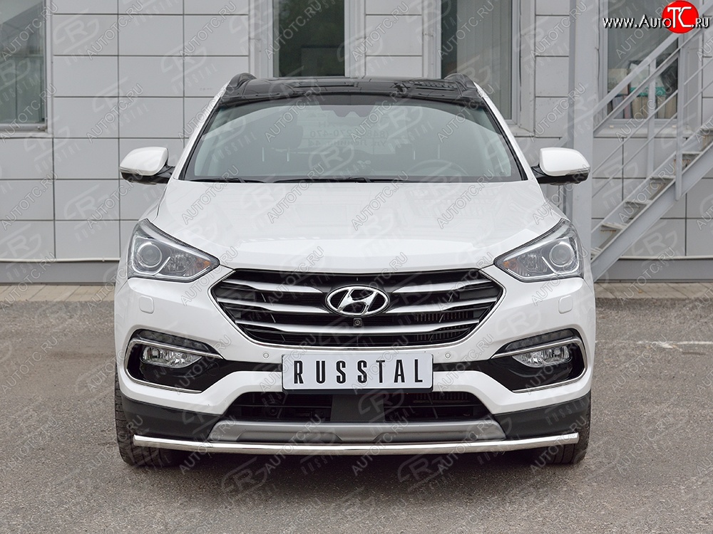 13 949 р. Защита переднего бампера (Ø42 мм, нержавейка, Premium) SLITKOFF Hyundai Santa Fe DM рестайлинг (2015-2019)  с доставкой в г. Керчь