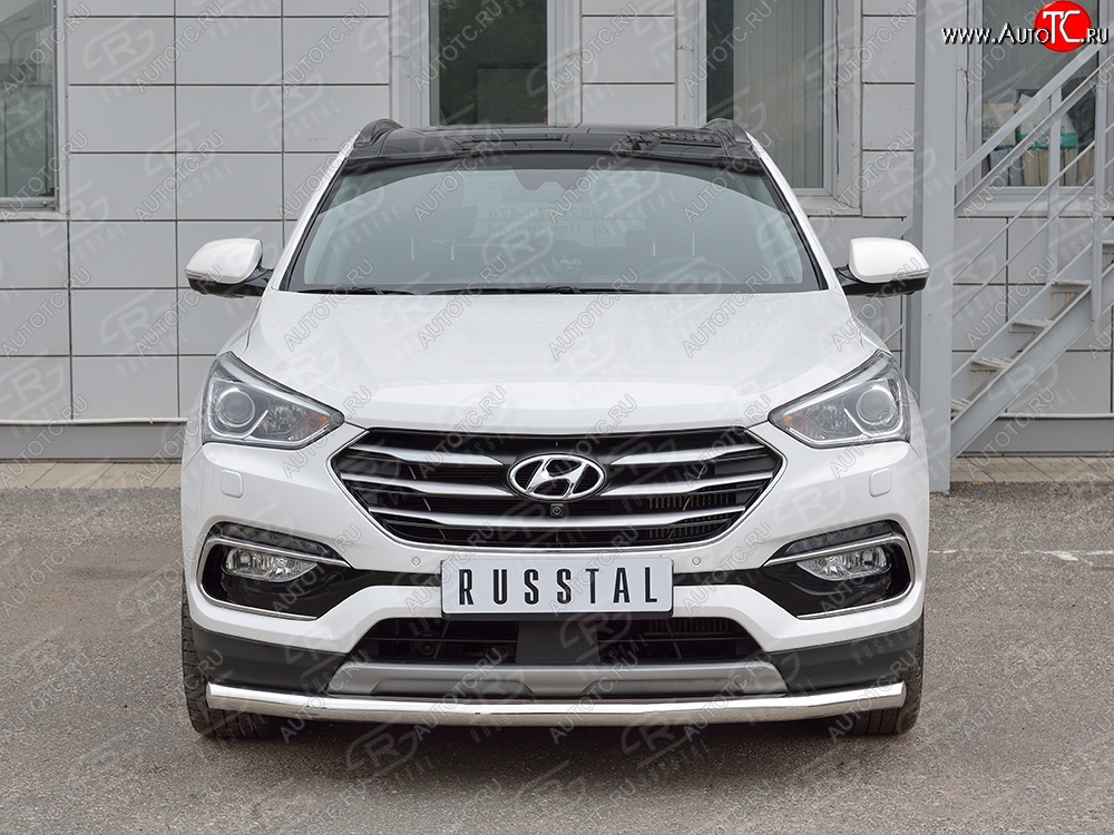 15 999 р. Защита переднего бампера (Ø63 мм, нержавейка, Premium) SLITKOFF  Hyundai Santa Fe  DM (2015-2019) рестайлинг  с доставкой в г. Керчь