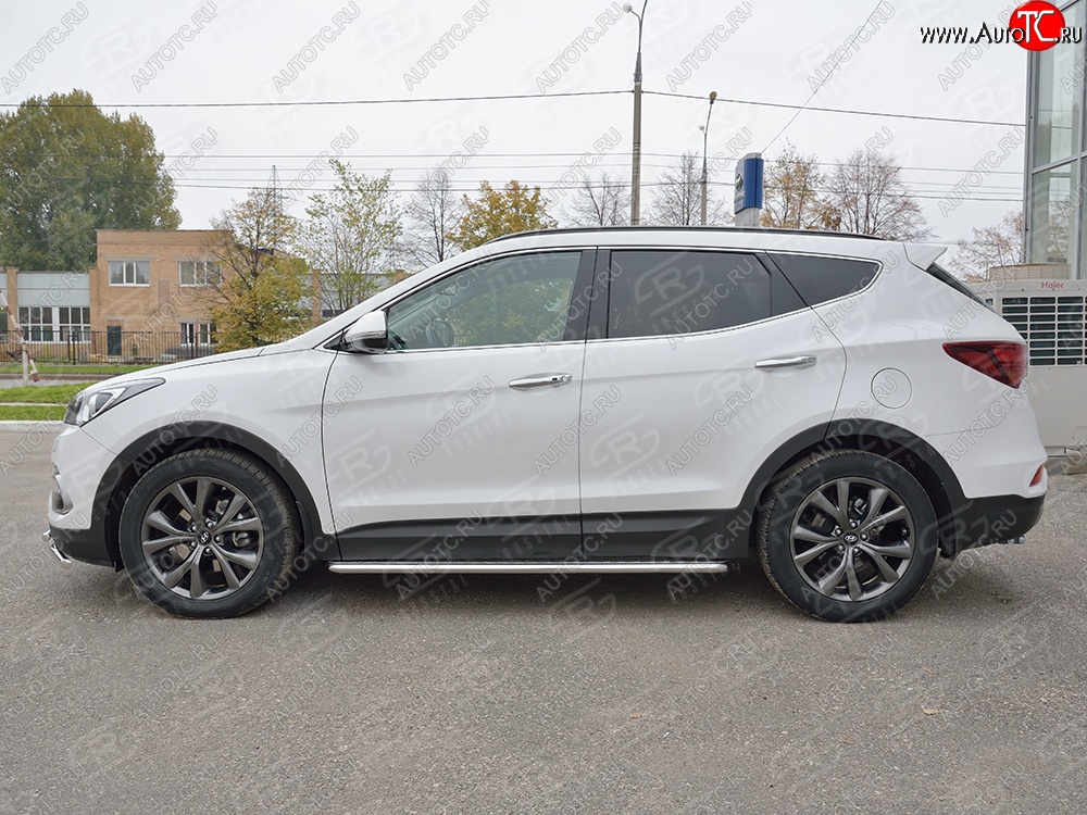 24 649 р. Широкая защита порогов с трубой диаметром 42 мм Premium SLITKOFF Hyundai Santa Fe DM рестайлинг (2015-2019)  с доставкой в г. Керчь