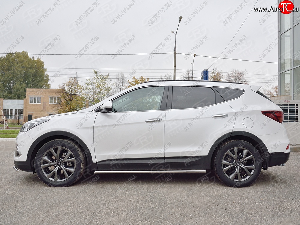 17 299 р. Защита порогов из круглой трубы диаметром 42 мм PREMIUM SLITKOFF  Hyundai Santa Fe  DM (2015-2019) рестайлинг  с доставкой в г. Керчь