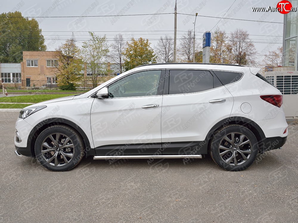 25 549 р. Защита порогов из круглой трубы диаметром 63 мм PREMIUM SLITKOFF Hyundai Santa Fe DM рестайлинг (2015-2019)  с доставкой в г. Керчь