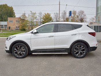 23 599 р. Защита порогов из круглой трубы диаметром 63 мм PREMIUM SLITKOFF v2  Hyundai Santa Fe  DM (2015-2019) рестайлинг  с доставкой в г. Керчь. Увеличить фотографию 2