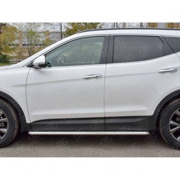 22 999 р. Широкая защита порогов с трубой диаметром 42 мм PREMIUM SLITKOFF v2 Hyundai Santa Fe DM рестайлинг (2015-2019)  с доставкой в г. Керчь. Увеличить фотографию 3