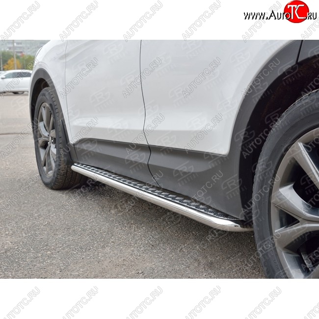 22 999 р. Широкая защита порогов с трубой диаметром 42 мм PREMIUM SLITKOFF v2 Hyundai Santa Fe DM рестайлинг (2015-2019)  с доставкой в г. Керчь